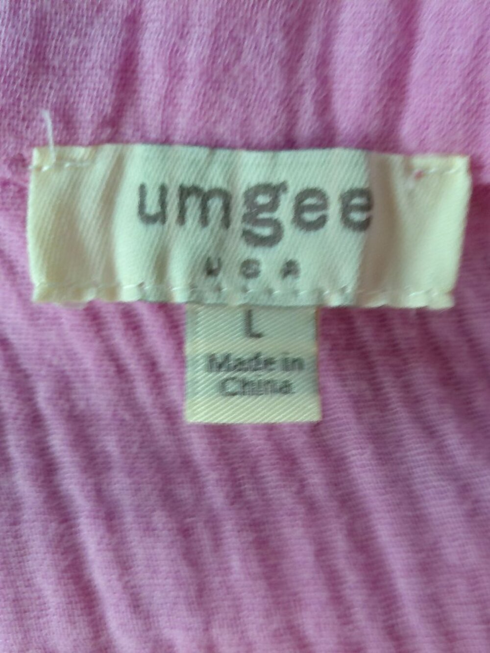 UMGEE USA Slveless Collared Button Down 100% Cotton Pink Mini Dress w/Raw Hems L - Picture 4 of 7